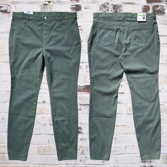 Time Tru Jeans Womens XXL Olive Pull On Jegging High Rise Stretch Fitted Casual - Picture 1 of 5